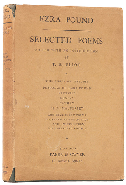 First edition of Selected Poems by Ezra Pound, with an introduction by T.S. Eliot.