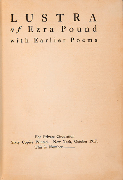 First US edition of Lustra by Ezra Pound