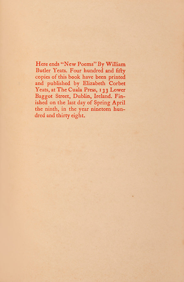 First edition of New Poems by W.B. Yeats, one of 450 copies printed at the Cuala Press.