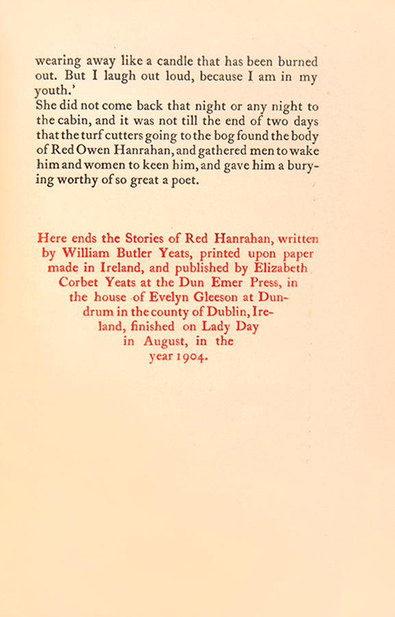 First edition of Stories of Red Hanrahan by W.B. Yeats, printed at the Dun Emer Press.