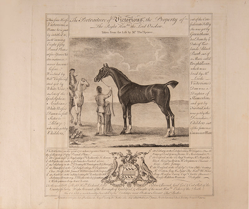 Rare collection of 34 plates of racehorses published by Cheny and Butler.