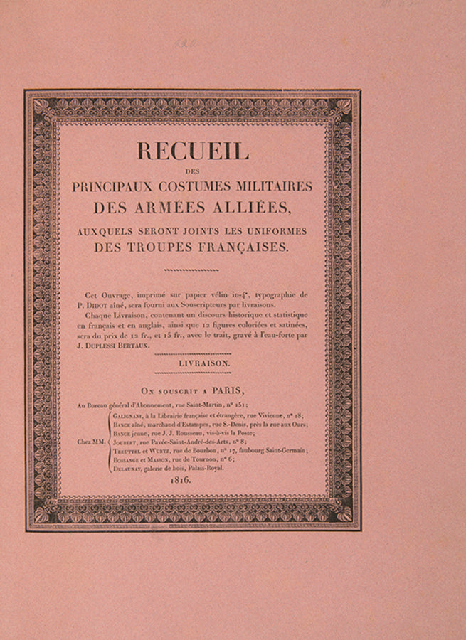 The complete series of attractive military costume plates of British, Russian and Prussian Armies.