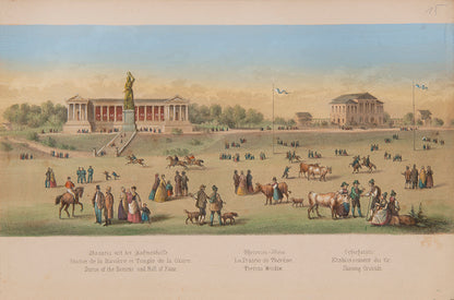 Manz's scarce panorama of Munich. Designed for visitors, it contained 80 squares, streets and public buildings worth a visit, together with a plan