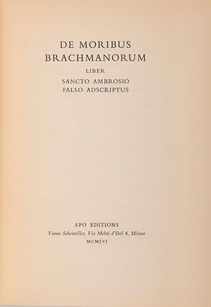 First edition of De Moribus Brachmanorum by Ezra Pound, published in 1956.