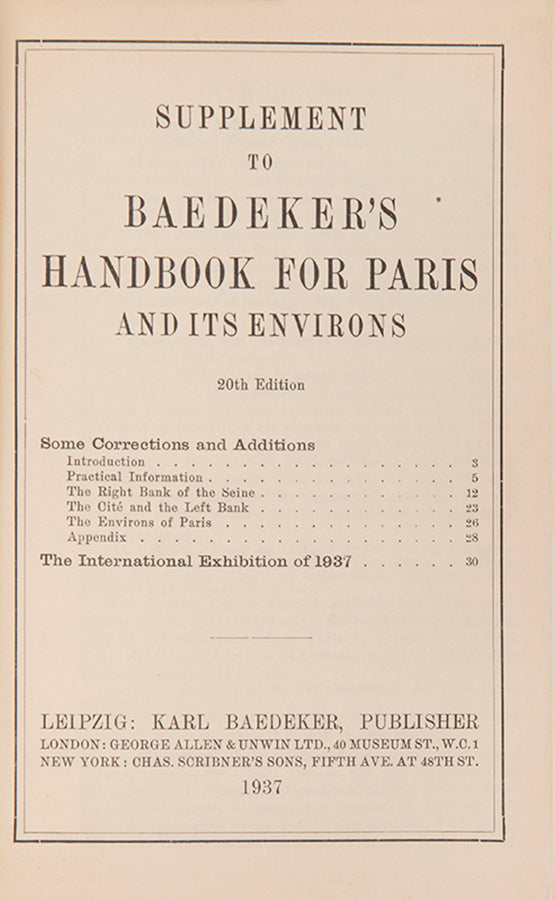 This particular volume contains the rare supplement for the International Exhibition in Paris in 1937.