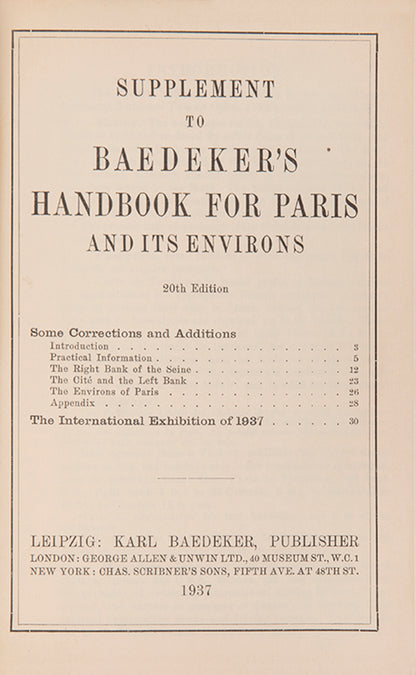 This particular volume contains the rare supplement for the International Exhibition in Paris in 1937.