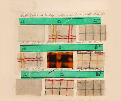 A rare saddlery trade catalogue illustrated with 145 engaved plates listing over 40 items of equestrian equipment for sale, with original samples tipped-in