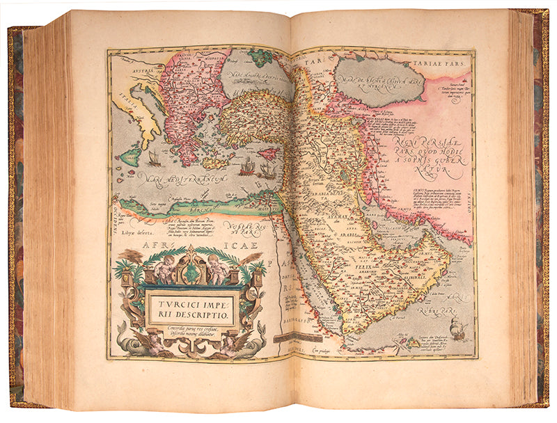 An impressive edition of Abraham Ortelius's large folio atlas the Theatruum Orbis Terarrum, illustrated with 156 plates in contemporary hand-colour.