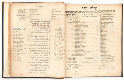 A scarce Talmud and holy scripture vocabulary by Jacob Rodrigues Moreira, published by the pioneer of Hebrew printing in London A. Alexander. 