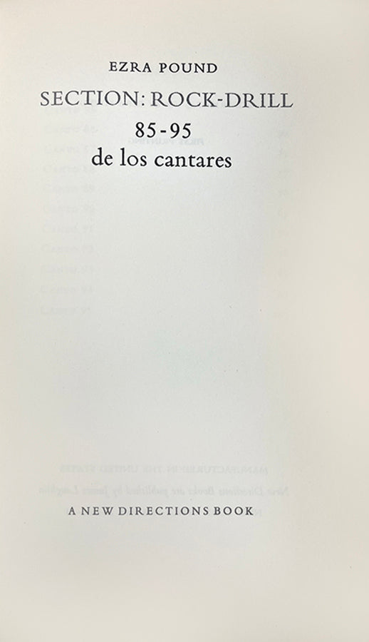 First American edition of Section: Rock Drill 85-95 de los cantares by Ezra Pound.