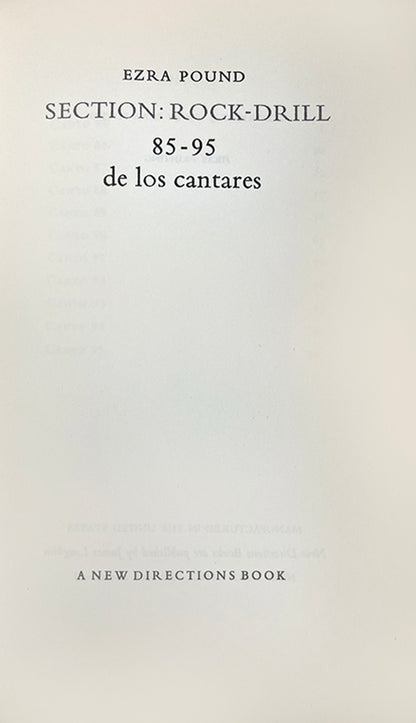 First American edition of Section: Rock Drill 85-95 de los cantares by Ezra Pound.