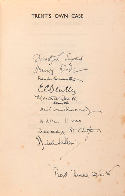 First edition of Trent's Own Case by E.C. Bentley and H. Warren Allen, signed by the author and other icons of the detective genre.