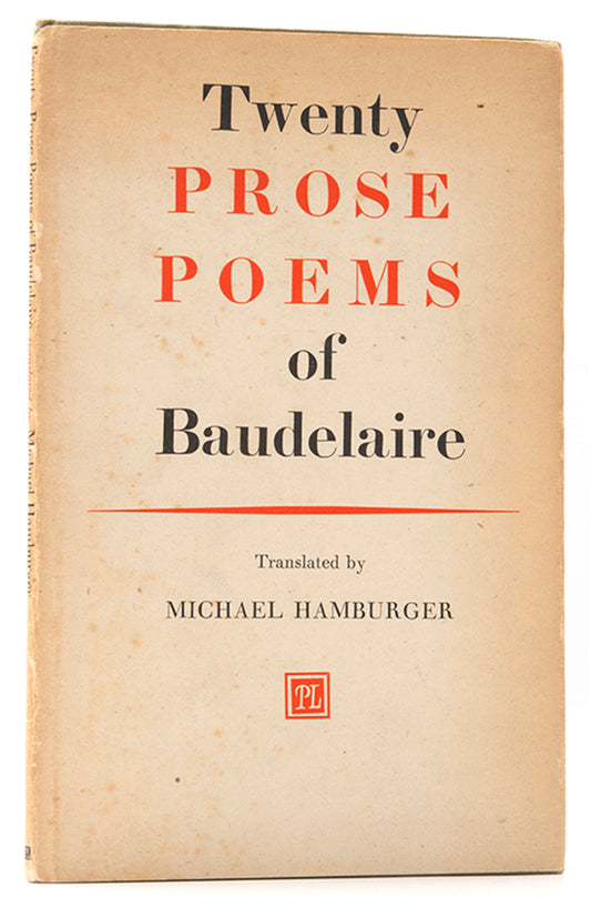 First edition of Twenty Prose Poems by Charles Baudelaire, translated by Michael Hamburger.