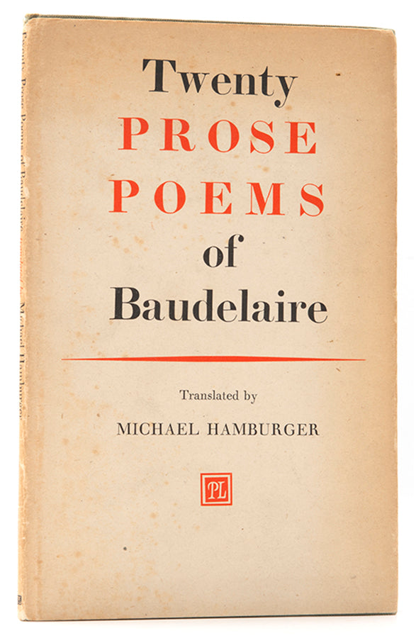 First edition of Twenty Prose Poems by Charles Baudelaire, translated by Michael Hamburger.
