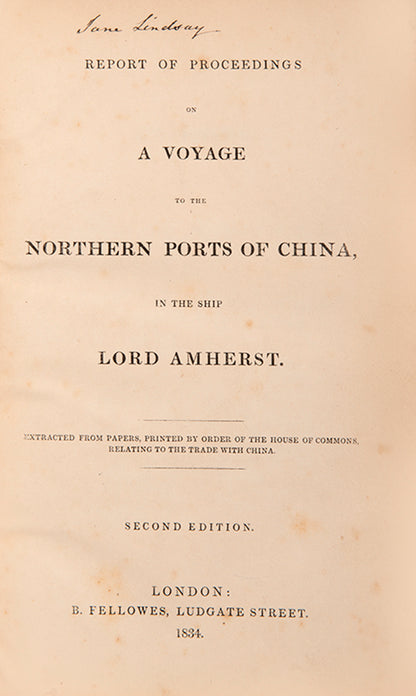 Hugh Lindsay's Report of Proceedings contains reports by Lindsay, an East India Company man, and Charles Gutzlaff on trade with China and Corea
