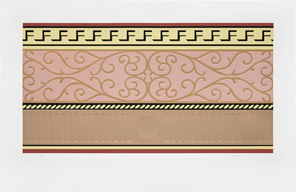 Roy Lichtenstein, Entablature II, from Entablature Series, 1976, screenprint in colours with embossing and collage of gloss copper and mat pink metallic foil, signed by the artist, from the edition of 30, on Rives BFK paper