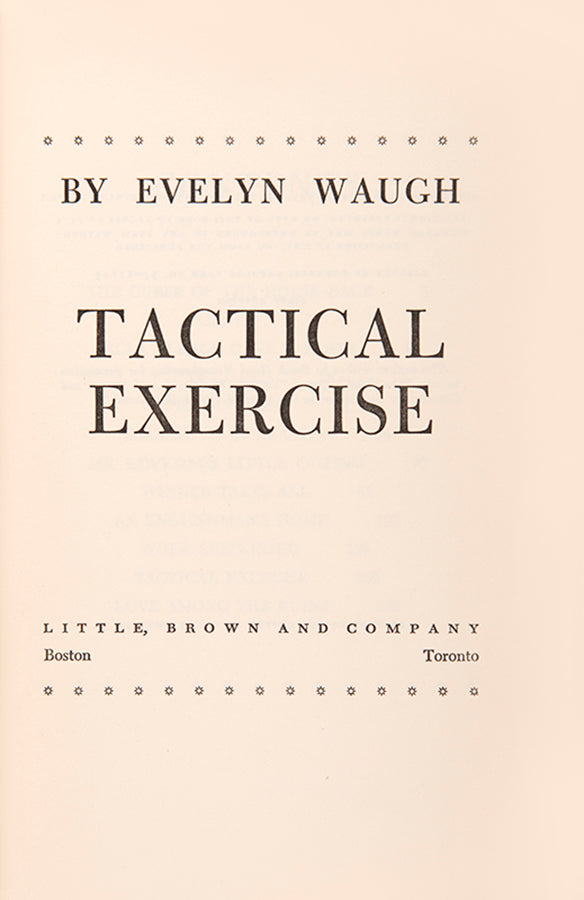 First edition of Tactical Exercise by Evelyn Waugh, inscribed by the author.