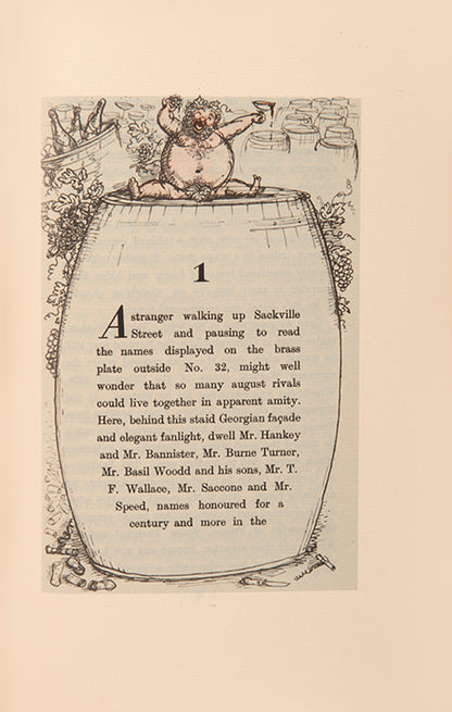 First edition of Wine in Peace and War by Eveleyn Waugh, one of 100 copies signed by the author