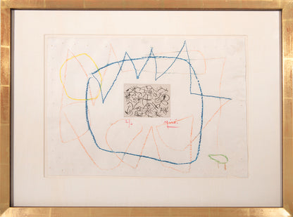Joan Miro, Stars and Dancers, 1938, etching with hand-colouring, signed by the artist, on vellum