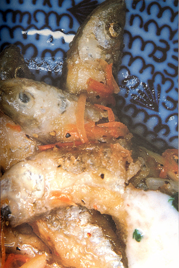 Araki made this book as a tribute to his late wife, Yoko. The first section contains a selection of colour food photographs made for magazines and on other commercial assignments, and the second is a black-and-white photo diary of the last meals he and Yoko ate together.