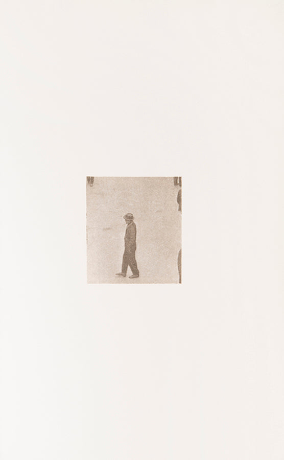 John Stezaker makes subtle photo collages. In The 3rd Person Archive, he cut up photographs from topographical publications of the 1920s and 30s, isolating distant figures individually, in pairs, or in small groups.