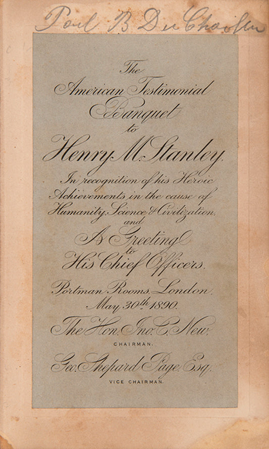 Paul du Chaillu's copy of the special autograph edition of Stanley's American testimonial banquet.