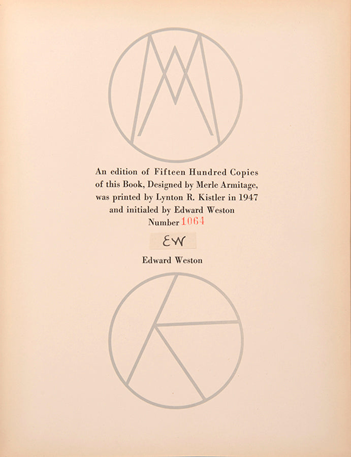 50 Photographs, signed/initialed by Edward Weston, features his selection of photographs giving a broad overview of his work