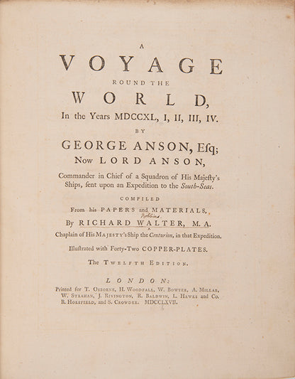 Anson's voyage recounts the expedition made to cut off Spanish supplies of wealth from South America after the outbreak of war between Britain and Spain in 1739.