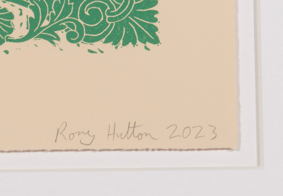 Rory Hutton, Months of the Year, Green, 2023, complete set of twelve linocuts, signed by the artist, from the edition of 25, on wove paper