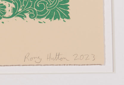 Rory Hutton, Months of the Year, Green, 2023, complete set of twelve linocuts, signed by the artist, from the edition of 25, on wove paper