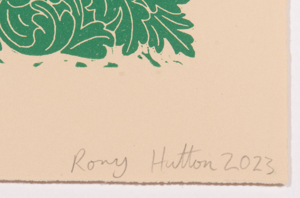 Rory Hutton, Months of the Year, Green, 2023, complete set of twelve linocuts, signed by the artist, from the edition of 25, on wove paper