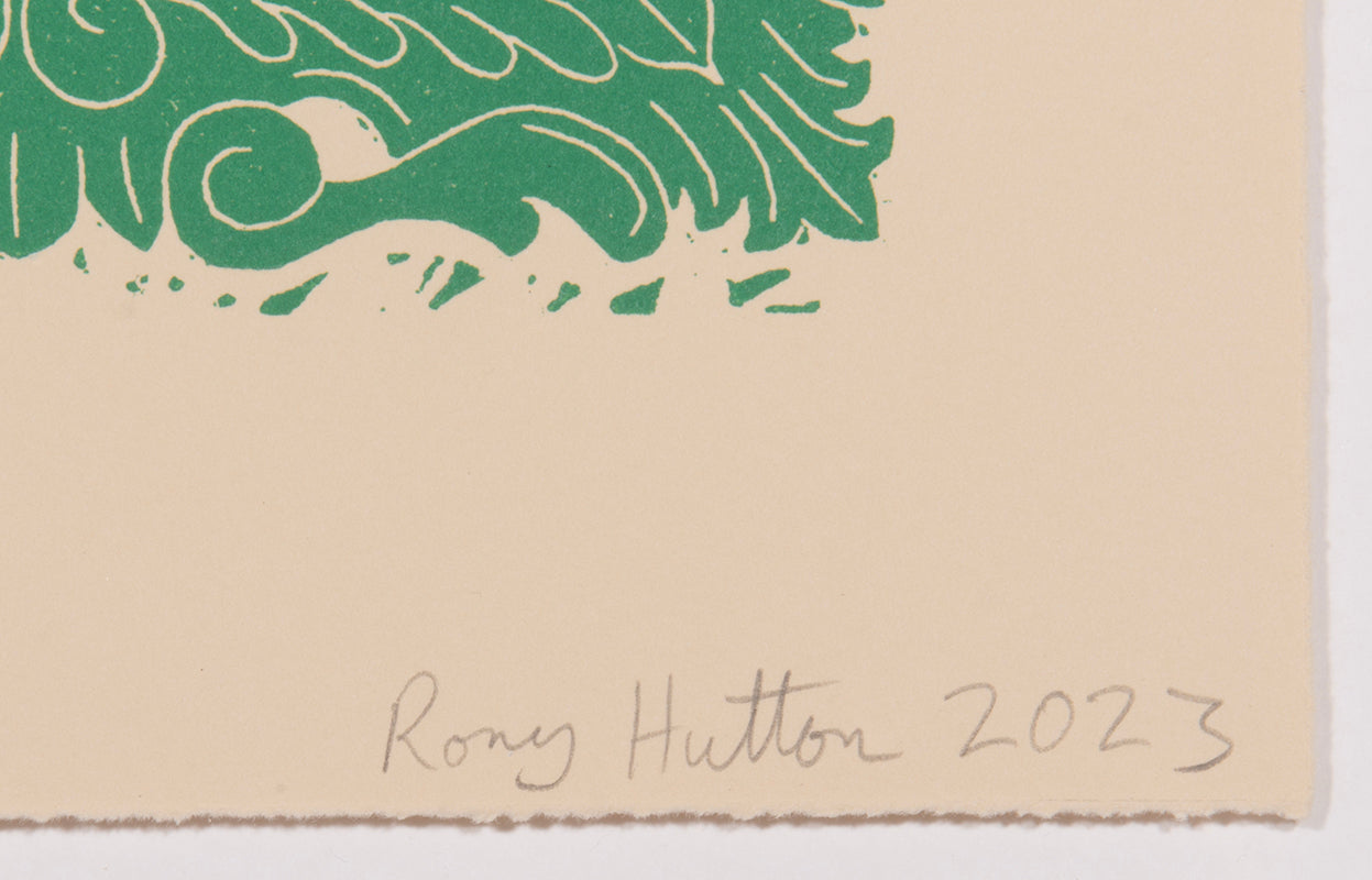 Rory Hutton, Months of the Year, Green, 2023, complete set of twelve linocuts, signed by the artist, from the edition of 25, on wove paper