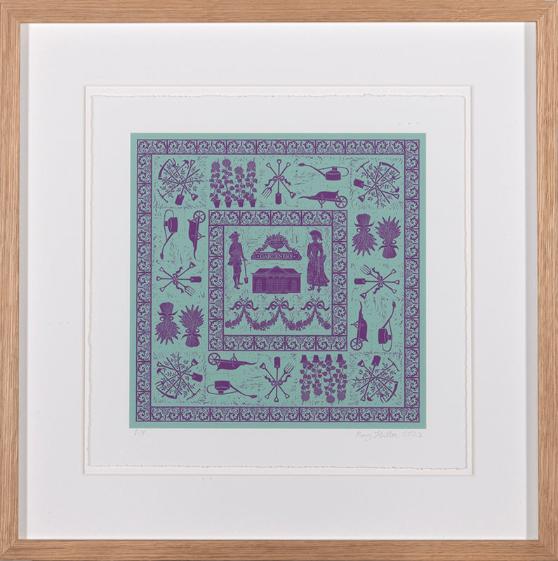 Rory Hutton, Gardeners, 2023, giclee printed in colours, signed by the artist, from the edition of 30, on wove paper