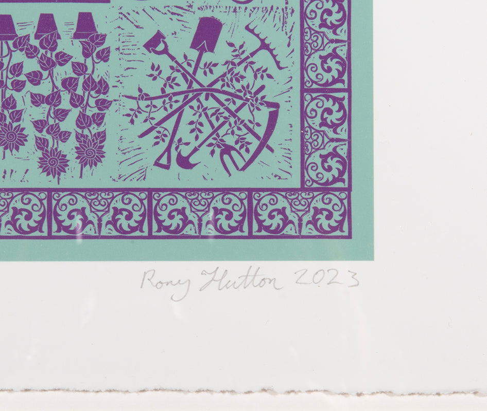 Rory Hutton, Gardeners, 2023, giclee printed in colours, signed by the artist, from the edition of 30, on wove paper