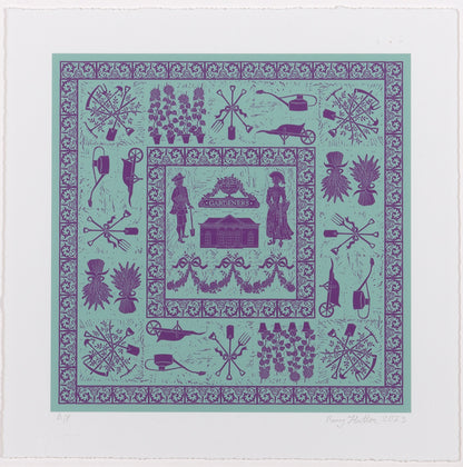 Rory Hutton, Gardeners, 2023, giclee printed in colours, signed by the artist, from the edition of 30, on wove paper