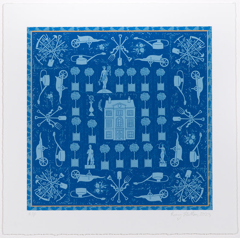 Manor Garden by Rory Hutton is a giclee print, signed by the artist, from the edition of 30, printed on wove paper.