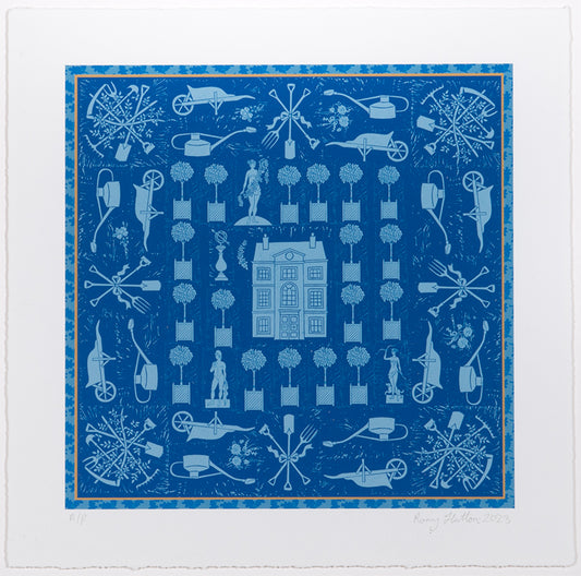 Manor Garden by Rory Hutton is a giclee print, signed by the artist, from the edition of 30, printed on wove paper.