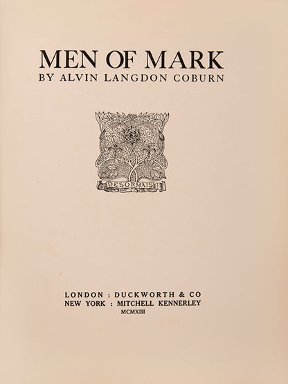 Alvin Langdon Coburn's Men of Mark with the scarce dust-jacket.