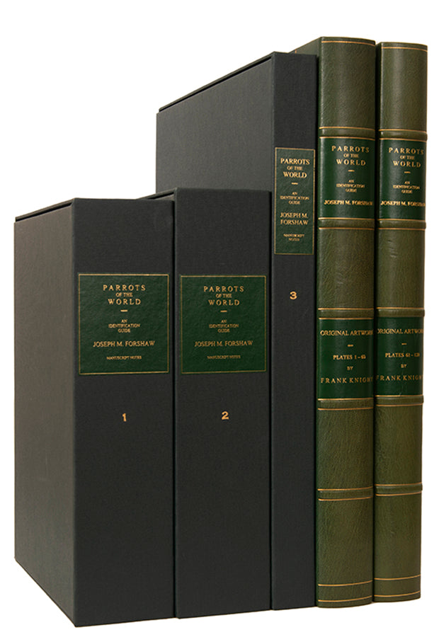 The original artwork and manuscript notes from Forshaw's Parrots of the World, featuring 123 watercolours by the illustrator Frank Knight.