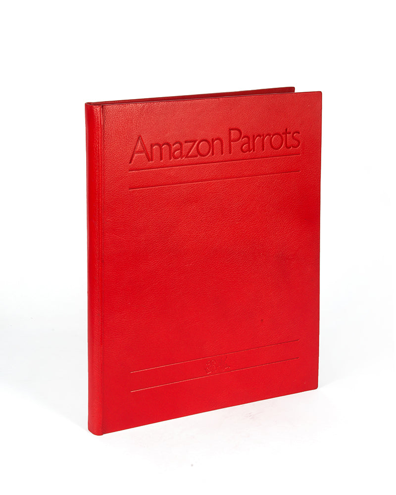 A signed limited edition copy of Elizabeth Butterworth's Amazon Parrots, illustrated with 28 colourplates and an original watercolour, bound in publisher's crushed red morocco.