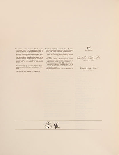 A signed limited edition issue of Elizabeth Butterworth's Amazon Parrots, illustrated with 28 colourplates on Mellotex paper.