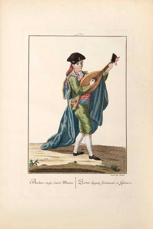 First French edition of Collection des costumes Espagnols anciens et modernes, Cruz Cano Y Olemedilla's popular Spanish work.