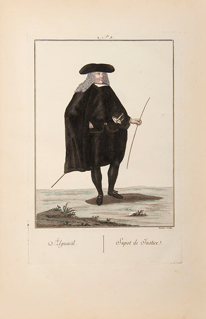 First French edition of Collection des costumes Espagnols anciens et modernes, Cruz Cano Y Olemedilla's popular Spanish work.