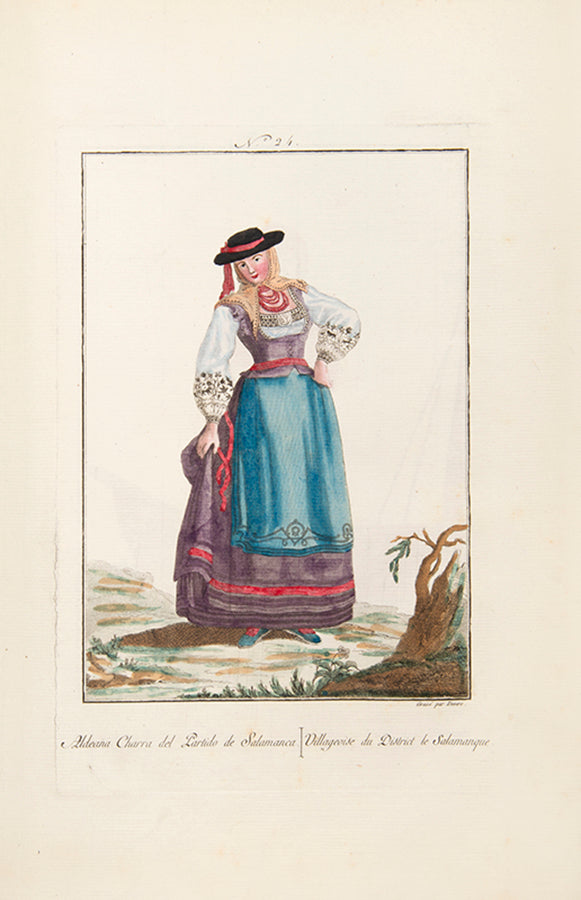 First French edition of Collection des costumes Espagnols anciens et modernes, Cruz Cano Y Olemedilla's popular Spanish work.