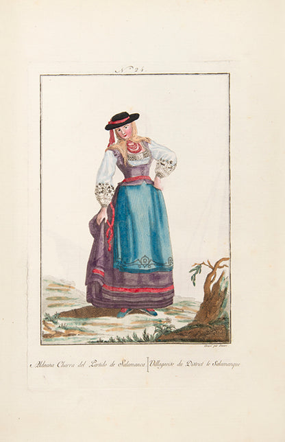 First French edition of Collection des costumes Espagnols anciens et modernes, Cruz Cano Y Olemedilla's popular Spanish work.