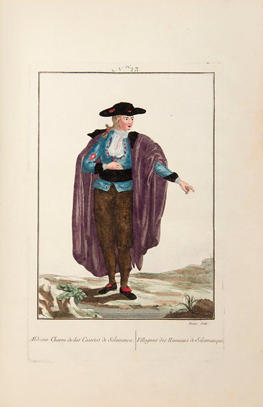 First French edition of Collection des costumes Espagnols anciens et modernes, Cruz Cano Y Olemedilla's popular Spanish work.