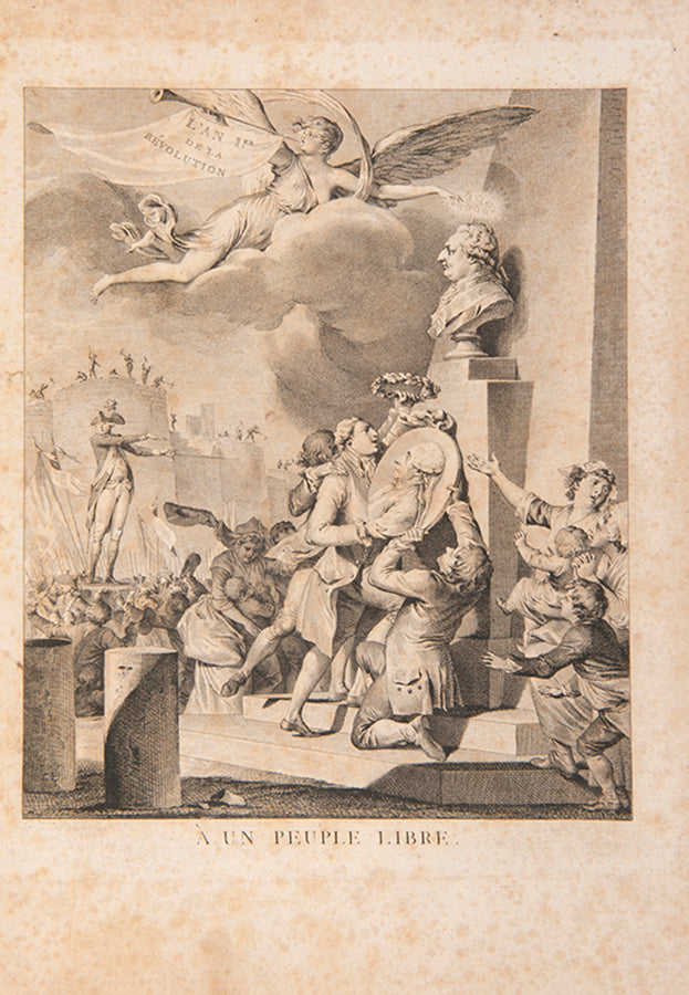 Collection des drapeaux faits by Vieilh de Varennes and Jean-Michel Moreau, one of the rarest 18th-century French illustrated books with contemporary revolutionary provenance.