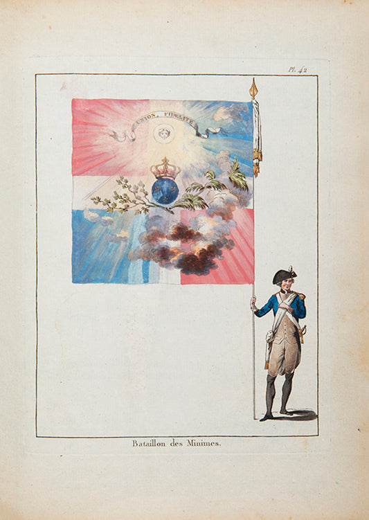 Collection des drapeaux faits by Vieilh de Varennes and Jean-Michel Moreau, one of the rarest 18th-century French illustrated books with contemporary revolutionary provenance.