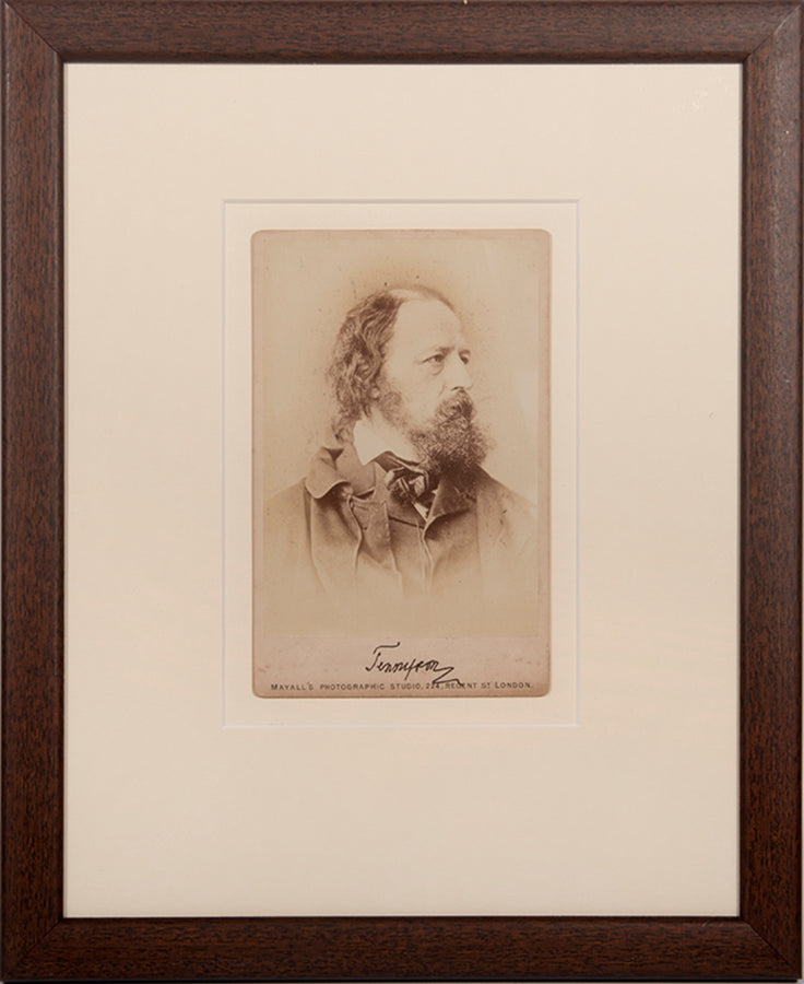 [Cabinet card portrait of Alfred Tennyson, signed by him].