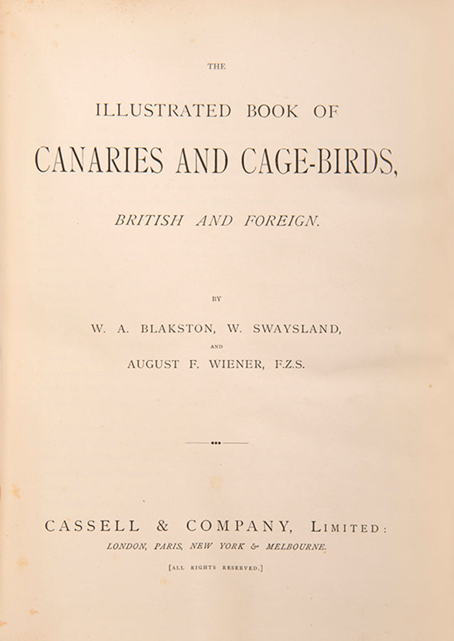 The Illustated Book of Canaries and Cage Birds, a beautifully illustrated introductory guide with 56 chromolithographed plates
